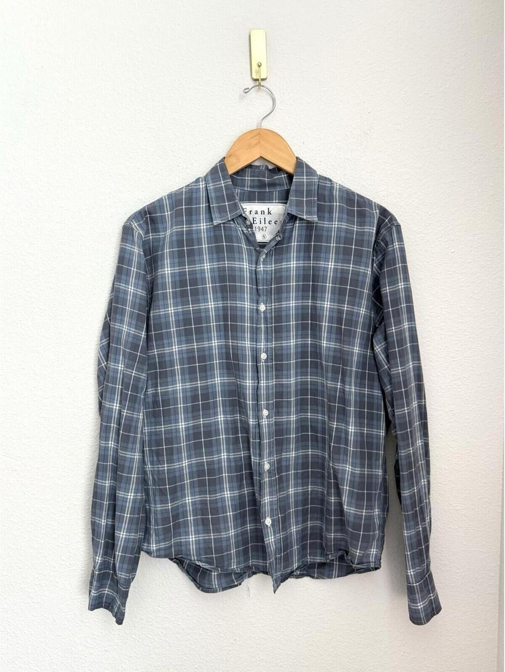 Frank & Eileen Shirt Blue White Paul 100% Cotton Button Up Long Sleeve Flannel